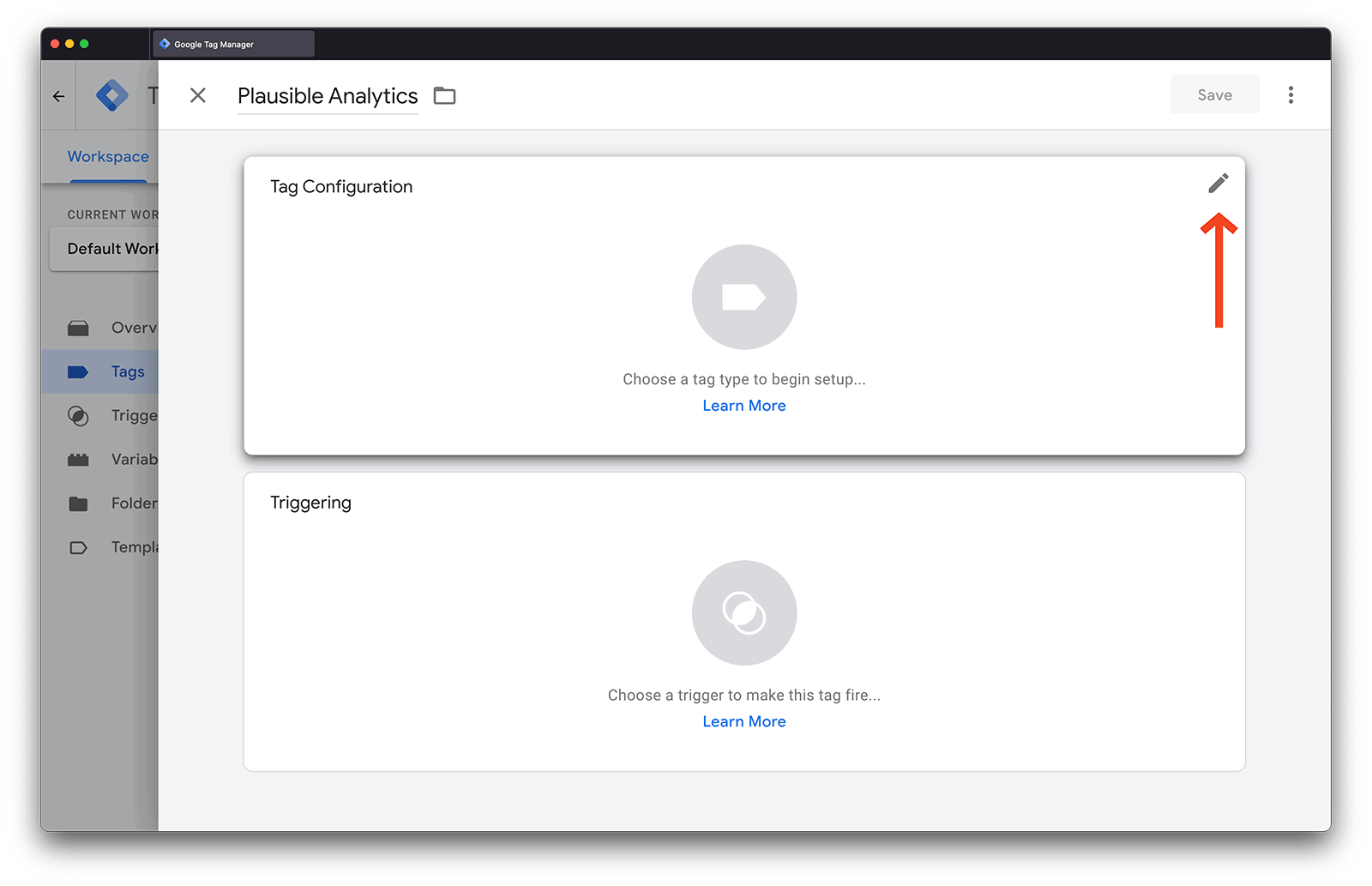 Google Tag Manager tag type selection screen